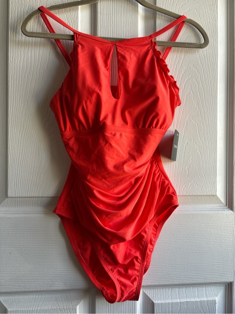 NWT- ELLEN TRACY |  one piece swimsuit with cut-out detail and ruffles- size 10